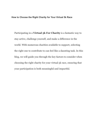 How to Choose the Right Charity for Your Virtual 5k Race