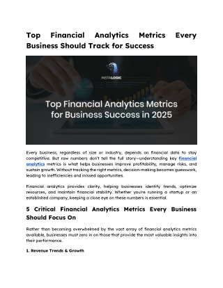 Top Financial Analytics Metrics Every Business Should Track for Success