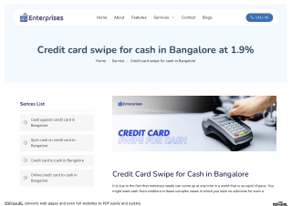 credit card swipe for cash in Bangalore