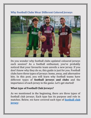 Why Football Clubs Wear Different Colored Jerseys