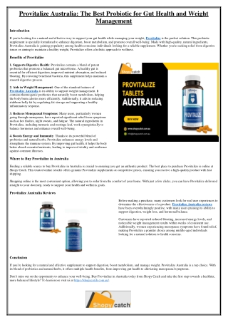 Provitalize Australia The Best Probiotic for Gut Health and Weight Management