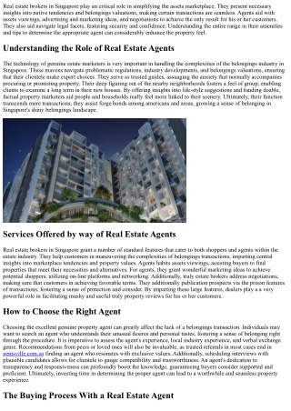 Real Estate Agents in Singapore: What to Expect