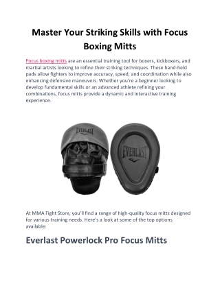 Master Your Striking Skills with Focus Boxing Mitts