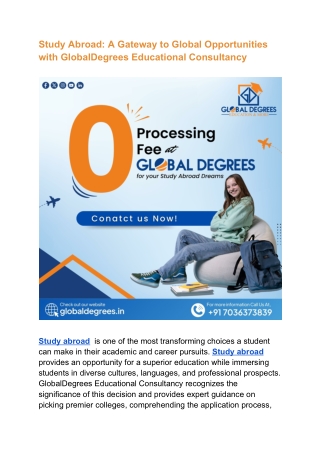 Study Abroad_ A Gateway to Global Opportunities with GlobalDegrees Educational Consultancy
