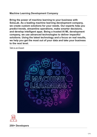 Machine Learning Development Company- SoluLab