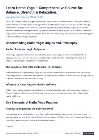 Experience Hatha Yoga: Cultivate Energy, Focus, and Relaxation