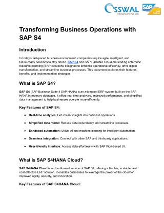 Transforming Business Operations with SAP S4
