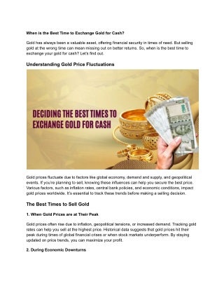 When is the Best Time to Exchange Gold for Cash