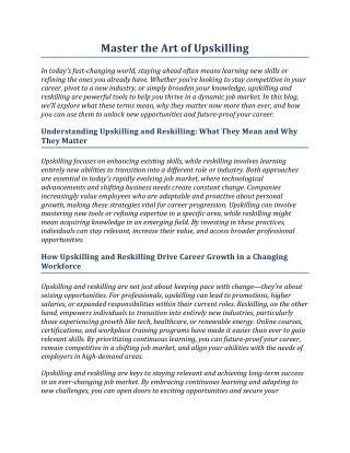 Master the Art of Upskilling