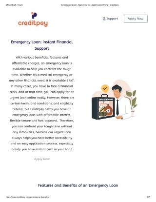 Emergency Loan_ Apply now for Urgent Loan Online _ Creditpey