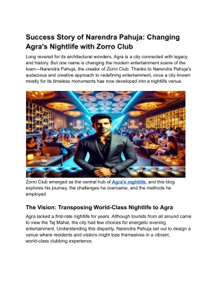 Changing Agra's Nightlife with Zorro Club_ Success Story of Narendra Pahuja