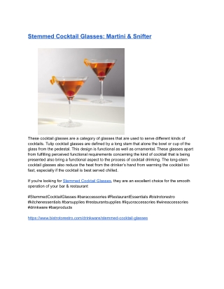 Stemmed Cocktail Glasses_ Martini & Snifter