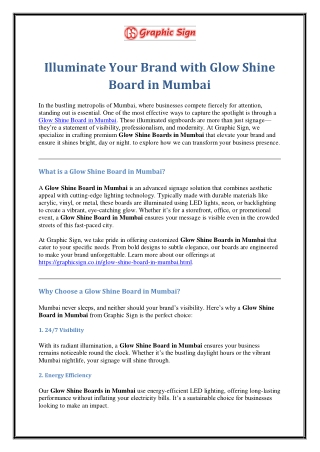 Illuminate Your Brand with Glow Shine Board in Mumbai