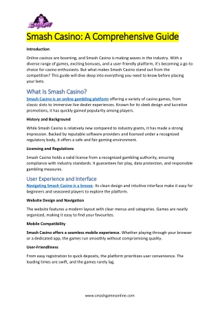 Smash Casino: A Comprehensive Guide