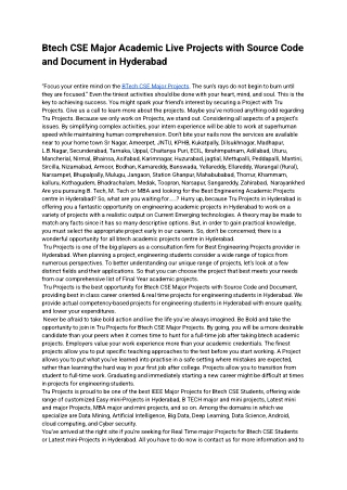 Btech CSE Major Academic Live Projects with Source Code and Document in Hyderabad