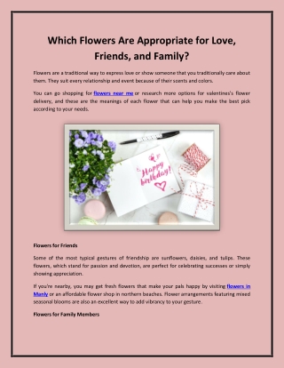 Which Flowers Are Appropriate for Love, Friends, and Family?