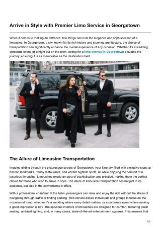 Arrive in Style with Premier Limo Service in Georgetown