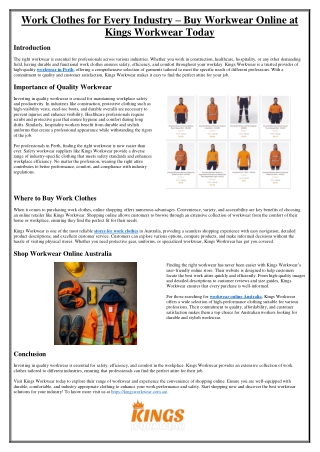 Work Clothes for Every Industry – Buy Workwear Online at Kings Workwear Today