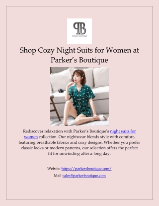 Shop Cozy Night Suits for Women at Parker