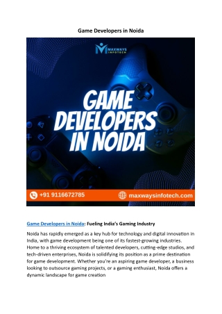 Game Developers in Noida