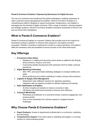 Panda E-Commerce Enablers_ Empowering Businesses for Digital Success