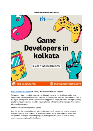 Game Developers in Kolkata
