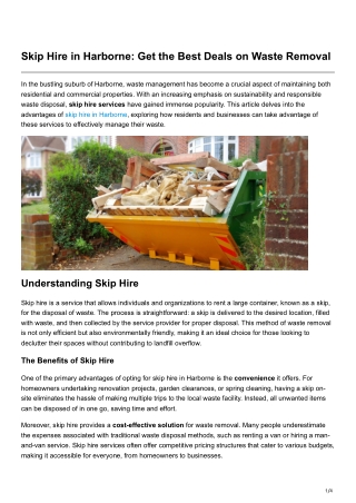 Skip Hire in Harborne Get the Best Deals on Waste Removal