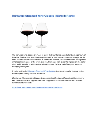 Drinkware Stemmed Wine Glasses _ BistroToRestro