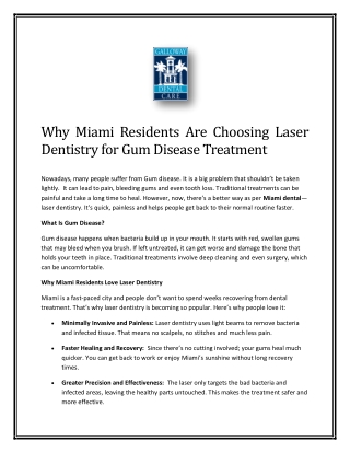 Why Miami Residents Are Choosing Laser Dentistry for Gum Disease Treatment