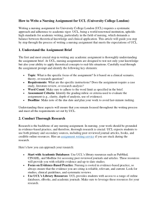 How to Write a Nursing Assignment for UCL (University College London)