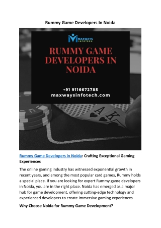 Rummy Game Developers In Noida