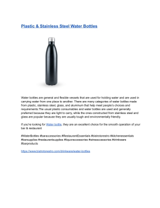 Plastic & Stainless Steel Water Bottles