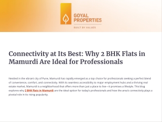 Connectivity at Its Best: Why 2 BHK Flats in Mamurdi Are Ideal for Professionals