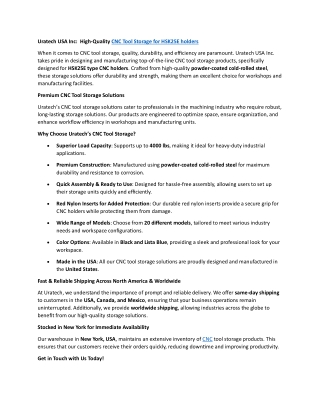 Uratech USA Inc: High-Quality CNC Tool Storage for HSK25E holders