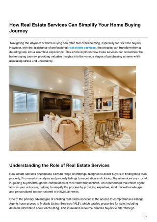 How Real Estate Services Can Simplify Your Home Buying Journey
