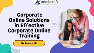 Corporate Online Solutions in Effective Corporate Online Training