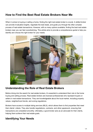 How to Find the Best Real Estate Brokers Near Me