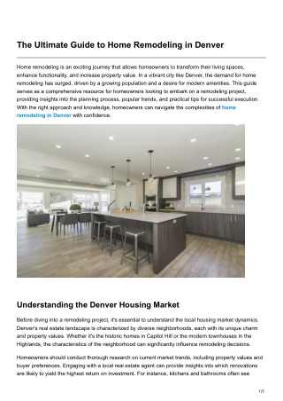 The Ultimate Guide to Home Remodeling in Denver