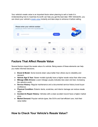 Maximizing Your Vehicle's Resale Value - Vehicleinfo