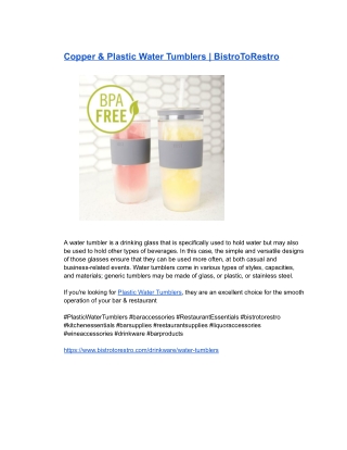 Copper & Plastic Water Tumblers _ BistroToRestro