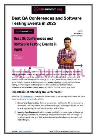 Best QA Conferences and Software Testing Events in 2025