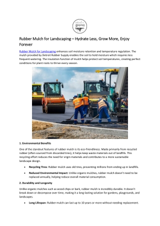 Rubber Mulch for Landscaping – Hydrate Less, Grow More, Enjoy Forever