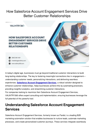 How Salesforce Account Engagement Services Drive Better Customer Relationships