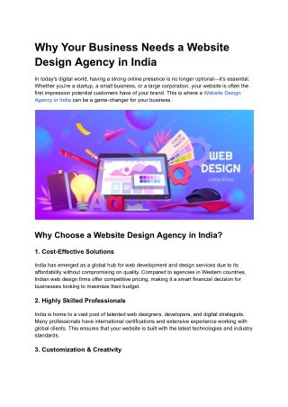 Why Your Business Needs a Website Design Agency in India