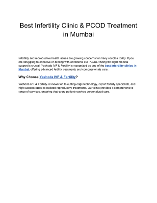 Best Infertility Clinic & PCOD Treatment in Mumbai