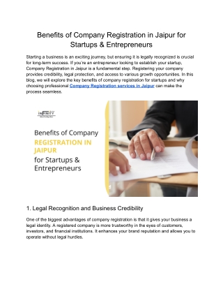 Benefits of Company Registration in Jaipur for Startups & Entrepreneurs