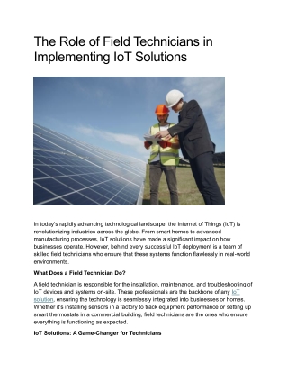 The Role of Field Technicians in Implementing IoT Solutions