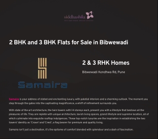 2 BHK and 3 BHK Flats for Sale in Bibwewadi by Siddhashila Groups