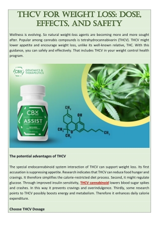 THCV for Weight Loss- Dose, Effects, and Safety