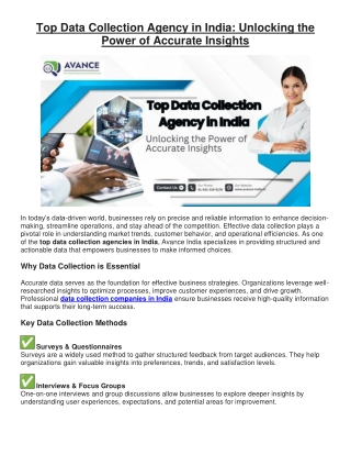 Top Data Collection Agency in India: Unlocking the Power of Accurate Insights